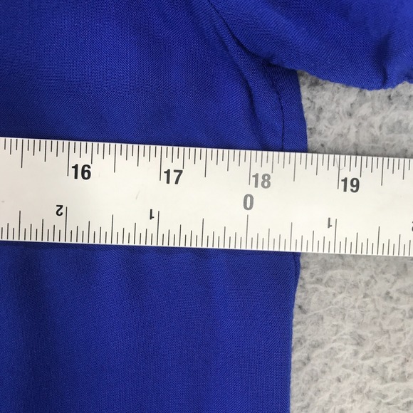 Copper Key Blouse Top Women Size S Rear Keyhole Short Sleeve Pullover Royal Blue - Picture 5 of 8